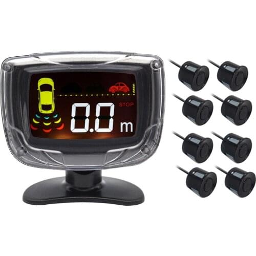 LCD square screen reversing radar mini car display LCD reversing radar original car 8 probe universal