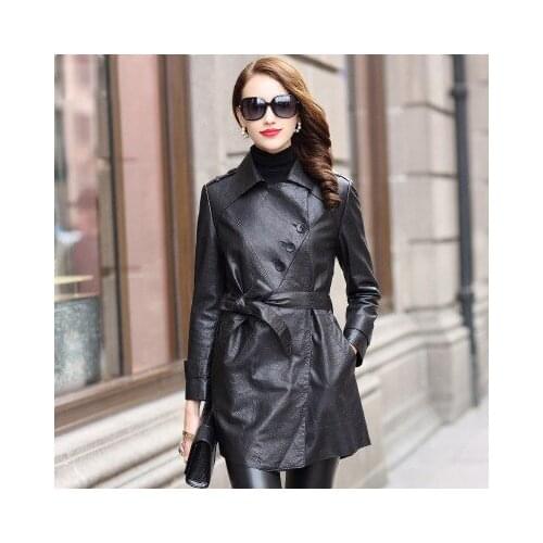 Top brand Genuine New Fashion Sheep Leather Trench H70 high quality