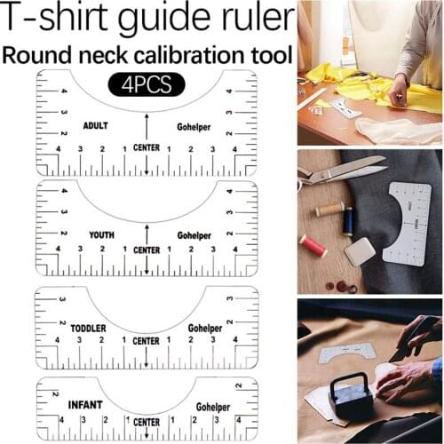 4pcs T-shirt Alignment Ruler Art Ruler with Guide Tool for Fashion Design