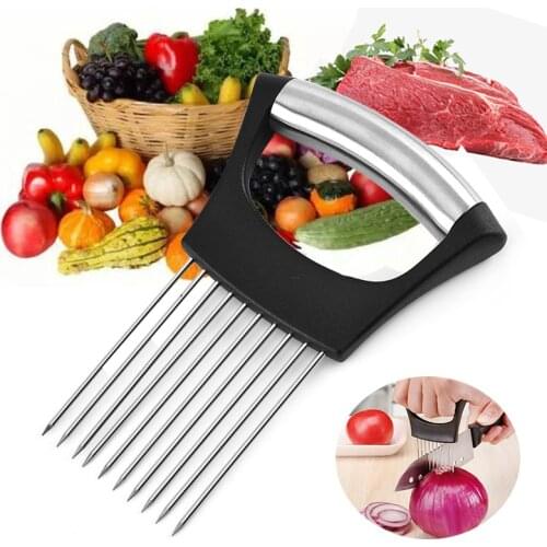 Onion Cutter Tomato Vegetable Shrendders Slicers Stainless Steel Meat Potato Onion Chopper Onion Cut Holder Kitchen Gadgets