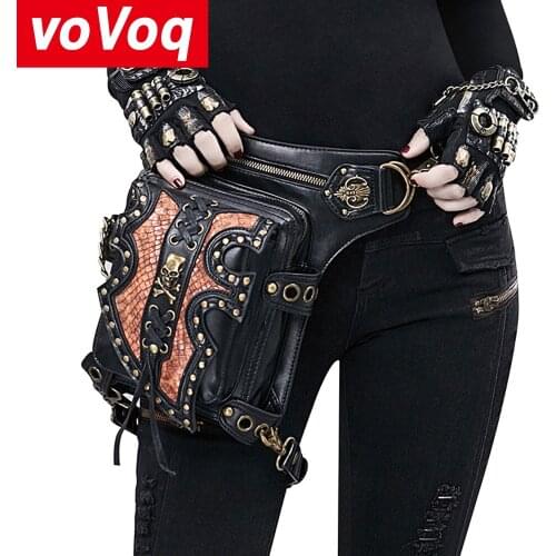New Steampunk Locomotive Womens Shoulder Messenger Bag Gothic Retro Skull Multifunctional Knight Waist Bag Men Leg Bags