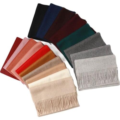 Autumn Winter Cashmere Ripple Pure Color Scarf For Men Women Thicker Longer