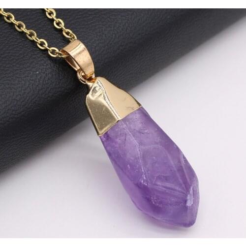 Natural Stone Amethysts Pendant Necklace Crystal Brazil Druzy Irregular Lavender Quartz Chakra Reiki Raw Ore Jewelry Necklaces
