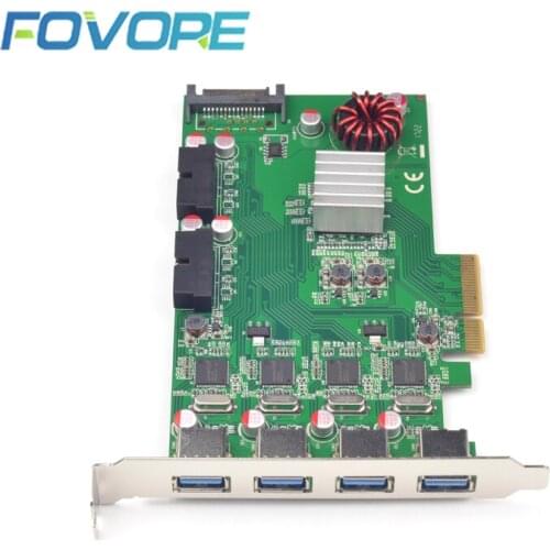 PCIE to 8 Port USB 3.0 HUB PCI Express Expansion Card Adapter 20Gbps Super Speed 19-Pin Header Power Connector for Desktops PC