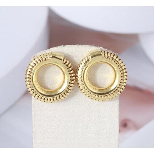 Simple metal texture hollow ring personalized earrings