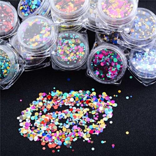 Mixed Sizes Round Nail Glitter Round Ultrathin Sequins Nail Art Decoration Multi Colors For DIY Manicure Accessories