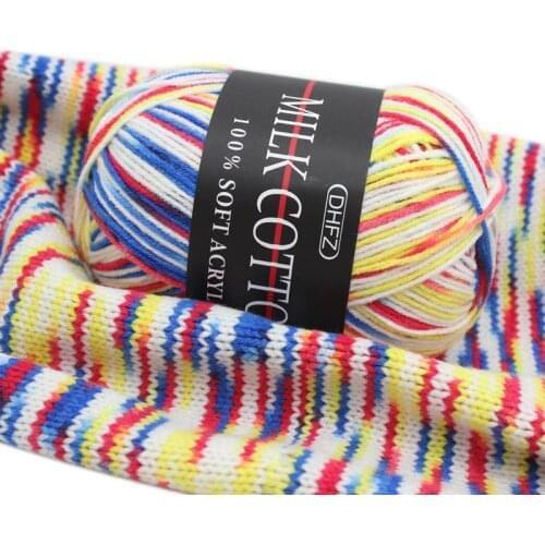 Retail 300g/lot 3 ply Section-dye 100% Acrylic Artificial Wool Yarn Soft Baby Milk Cotton Yarn Hand Knitting Crochet Thread