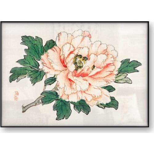 Pink Rose Kono Bairei Japanese Art Poster Vintage Flower Canvas Print Watercolor Painting Wall Art Home Decoration Picture Gift