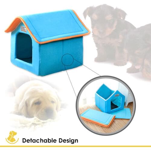 Foldable Dog House With Thick Mat Winter Indoor Warm Cat Sofa Bed Non-slip Moisture Proof Dog Cage Pet supplies