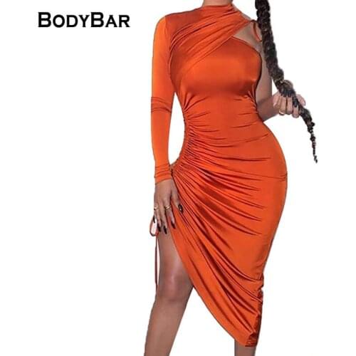 Sexy Tight-fitting Hip-length Dress Ladies Long-sleeved Spring Autumn Pleated Dresses Fashion Round Neck Drawstring Banquet Robe