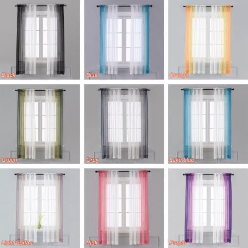 Modern Sheer curtains Gradient Color Tulle Curtains for Living Room Kitchen Bedroom Home Decorative Window Screening Sheer Voile