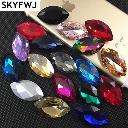 Navette Rhinestone 3x6,4x8,5x10,6x12,7x15,9x18,17x32mm All Colors Pointback Glass Crystal Stones for DIY Garment dress making