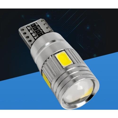 T10 W5W 168 501 194 CANBUS NO OBC ERROR 6 SMD 5630 5730 LED Auto Wedge Light with Lens Projector Aluminum Case Car Lamp Bulb