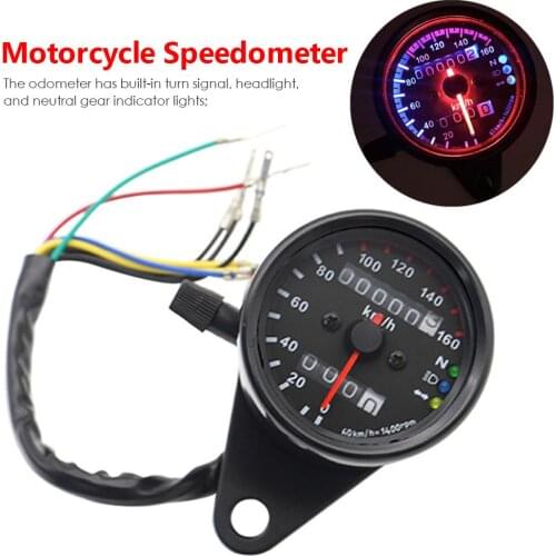 Universal 12V Motorcycle Speedometer Odometer with Neutral Gear Turn Signal Headlight Indicator