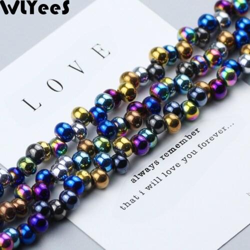 WLYeeS 4*6mm Plating Earrings Pendant Austrian Crystal beads 100pcs round glass ball loose beads for Jewelry Bracelet Making DIY