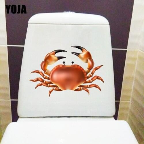 YOJA 24.9×17CM Funny Crab Personality Cartoon Bathroom Toilet Stickers Home Room Wall Decoration T1-2689