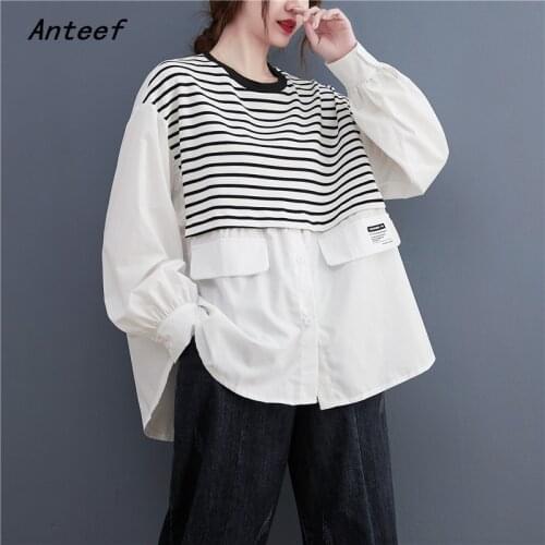 Long sleeve cotton oversized autumn korean fashion tshirt vintage tee t shirt casual loose top women 2021 t-shirts clothes