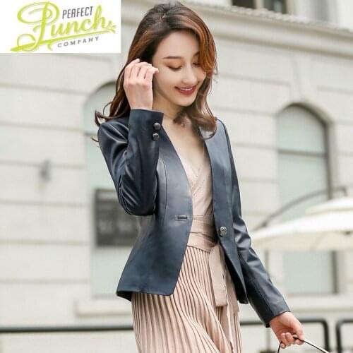 2021 Womens Genuine Jacket Spring Autumn Sheepskin Coat for Women Casual Leather Blazer Korean Veste Femme Z91768 KJ