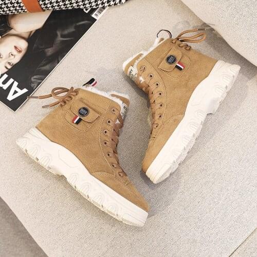 Women Ankle Boots 2021 Winter Snow Boots Plush Female Boot Warm Lace Up Platform Woman Booties Faux Suede Tide Shoes Botas Mujer