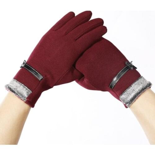 Gloves female winter and autumn cute half-finger wool plus velvet fingerless cycling warm knitted touch screen
