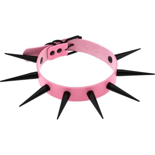 Black Big Long Spike Leather Choker Female Collar For Women Goth Punk Rivets Studded Necklace Sexy Chocker Girls Gothic Jewelry