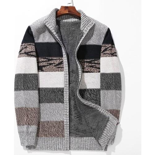 Winter Sweaters Man Lamb Cashmere Cardigans Men Cotton Polyester Coat Thicken Warm Cardigan Male 2019