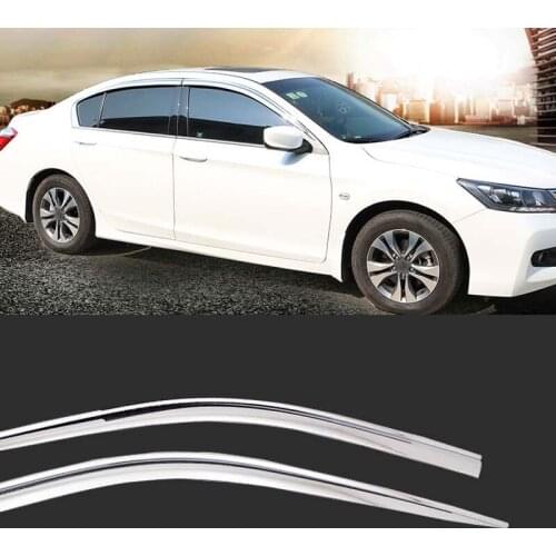 1 Set Brand New Chrome Side Vent Sun Shade Window Visors Rain Guard Deflectors For Honda Accord 2014-2016