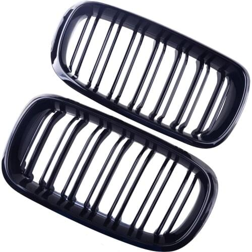 1 Pair 51137316062 Front Grille Bumper Hood Kidney Grill Dual Slat Radiator Fit for BMW F15 F16 X5 X6 2014 2015 2016 2017