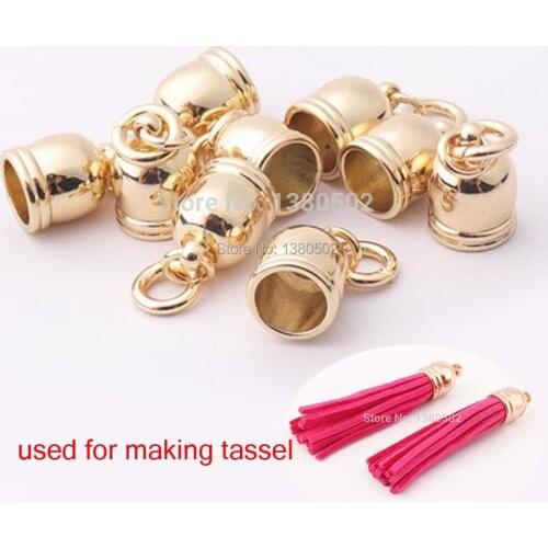 10PCS/lot Rope Cord End Caps Gold Color Metal Connectors for rope TasselCord End Clasps Stopper Jewelry Making Accessories