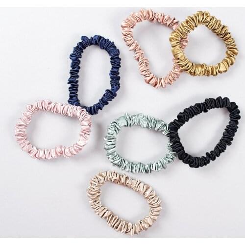 2PCS Real Silk Scrunchies Ponytail Holder 22Momme Mulberry SilK Elastic Hair Band Rope Rings Hair Care Accessories Silk Headwear