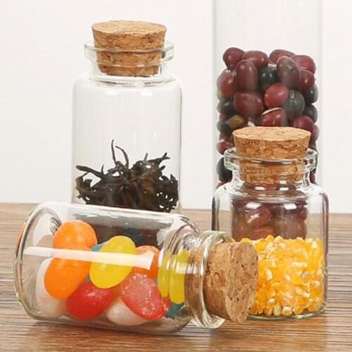 5Pcs 10/15/20/25/30/40/70ml Christmas Wish Bottles Clear Cork Stopper Wishing Empty Glass Bottle Candy Scented Food Container
