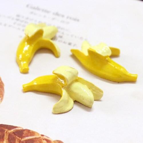 5Pcs Dollhouse Decor Resin Miniature Fruit Banana Toys DIY Mobile Phone Case Accessories Kid Kitchen PretendPlay Game Props Gift