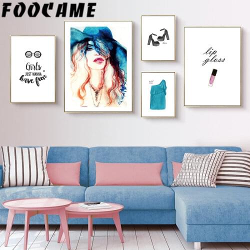 Fashion Lipstick Woman Abstract Wall Art Canvas Print Modern Girl Room Watercolor Painting Nordic Poster Decoration Pictures