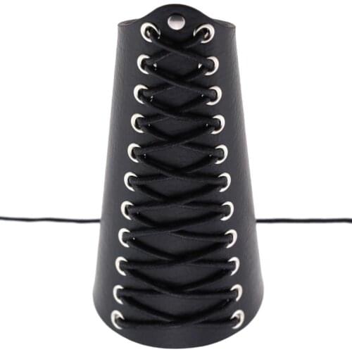 Unisex Bracer Rock Punk Faux Leather Wristband Arm Armor Bracer Wrist Wax Rope Braided Strap