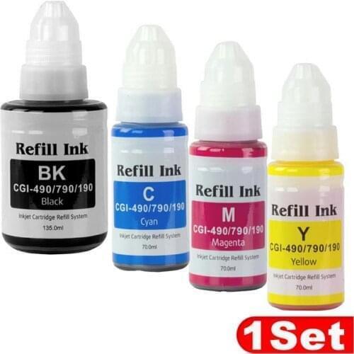 Bottled Ink GI-190 BK C M Y For Canon PIXMA G1100 1110 2100 2110 3100 3110 4110 Printer