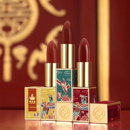 CATKIN 3 Colors Lipstick 3.6g Waterproof Moist Semi Matte Smooth Soft Texture Protects Lip Skin