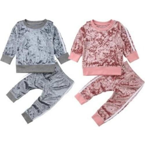 Children Clothes Velvet Girl Clothing Set Baby Boy Clothing Set 2pcs Sport Kids Clothes Pullover Sweatshirt Tops+Pants Outfit