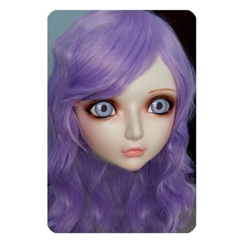 GL025) Women/Girl Sweet Resin Half Head Kigurumi BJD Mask Cosplay Japanese Anime Lifelike Lolita Mask Crossdressing Sex Doll