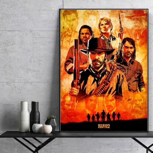 Red Dead Redemption 2 Movie Posters HD Print Canvas Painting Modern Movie Wall Art Cuadros Pictures for Living Room Decoration