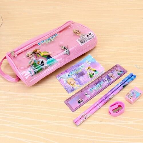 7-piece set Disney cartoon double-layer pencil case storage bag pencil ruler eraser writing school supplies combination gift