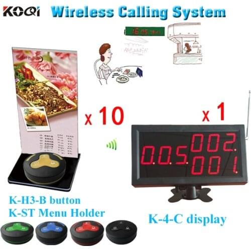 NEW Service Bell System for Restaurant 10pcs Call Button with Menu Holder and 1pcs Display DHL Shipping Free