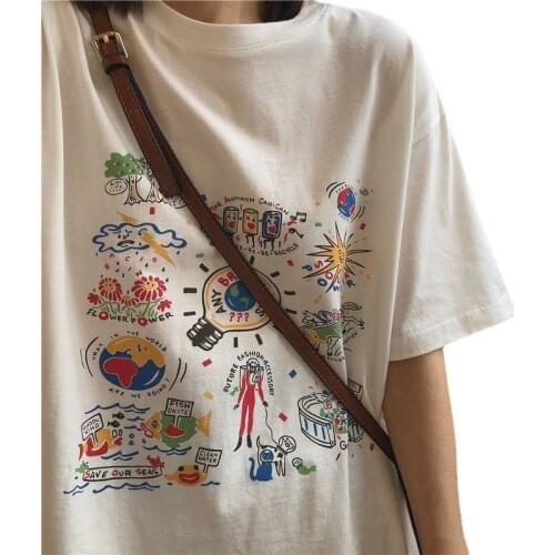 New Ladies White T-shirt Ladies Casual T-shirt Short-sleeved Korean Loose Large Size Medium And Long T-shirt Women Summer Tops