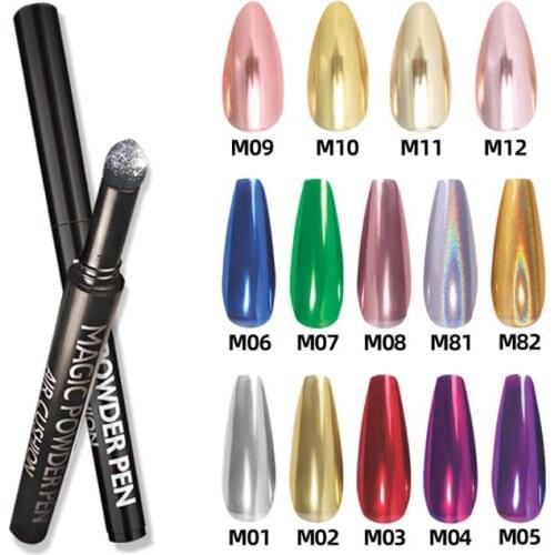 2021 Newest air cushion nail pen nail powder single head UV Chrome Holographic Mirror Effect Metal Powder Nails Art Tools TSLM1