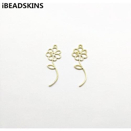 New arrival! 45x16mm 100pcs Zinc Alloy Flower Shape Charm for Woman Necklace Earrings parts,hand Made Earrings Jewelry DIY