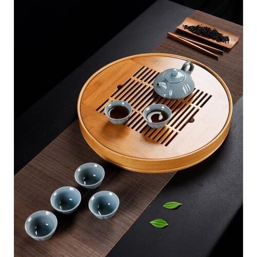 Original Bamboo Tea Tray Water Storage Round Tea Table Chinese Tea Set Tool tea Board 1 pc