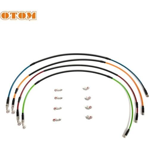 OTOM Braided Brake Hose Motorcycle M10 Banjo 28 90 Degrees Dirt Bike ATV UTV Steel Front Brake Cable Flexible Tube Line Oil Pipe