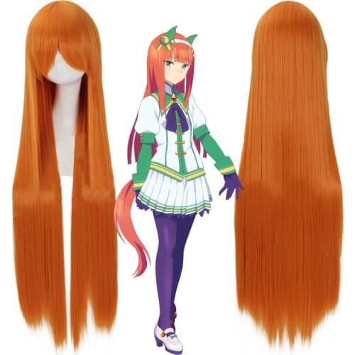 Uma Musume Pretty Derby Cosplay Wig 02 Silence Suzuka Orange 100cm Long Straight Synthetic Hair + Wig Cap