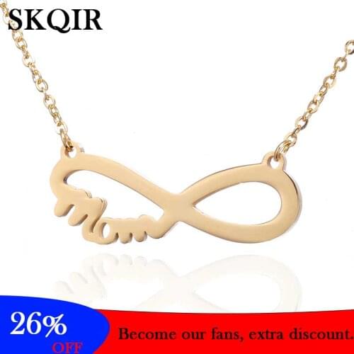 Personalized Infinity Name Necklace Gold Color Letter Mom Pendant Necklace Women Men Making Custom Mothers Day Jewelry Gift