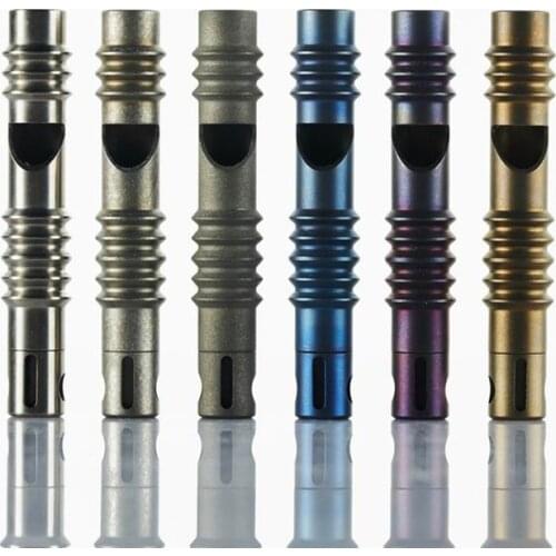 1PC Portable EDC Titanium Alloy TC4 Whistle Outdoor Camping Emergency Survival High Frequency Whistle Can Installed Tritium Tube