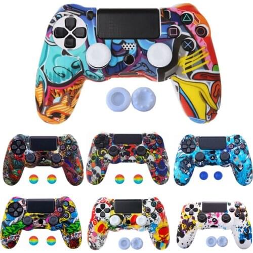 Multicolor Style Silicone Protective Case Skin Gamepad Cover Case + 2 Joystick Cap For PS 4 PS4 Slim PRO Controller Accessories